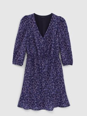 Ikks Women’s navy recycled tachist print dress, SIZE 38 (EU) or 6 (US)